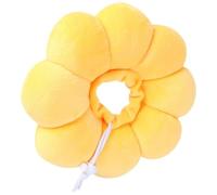 CRAFTHROU Soft Flower Shape Cat Collar in Yellow Cotton Material, and Prevents Licking, Chewing and Scratching, for Post-surgery Healing and Daily Use