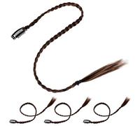 CRAFTHROU Synthetic Ponytail Extension Natural Flexible Hair Extensions 4pcs with Braid Accessories, Easy to Wear High Temperature Fibres Hairpiece for Women