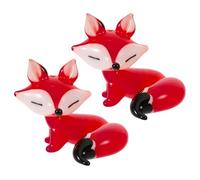 CRAFTHROU Tiny Glass Fox Figurines 2Pcs Red Mini Animal Ornaments for Home Decoration and Crafting