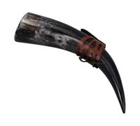CRAFTHROU Viking Authentic Medieval Inspired and Pu Material Drinking Horn Mug Large Capacity Real Ox Horn Drinking Vessel and Decorative Piece Random Color for Bars and Home Decor
