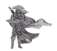 CRAFTHROU Vintage Chinese Samurai Mini Figurine 3X2.7X1.1Cm Metal Micro Landscape Sculpture Traditional Bonsai Garden Décor Office Desktop Decoration