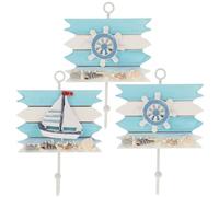 CRAFTHROU Wall Hooks and Nautical Coat Rack 3Pcs for Seaside Bathroom and Home Decorative Hanging Mediterranean Touch