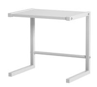 CRAFTHROU White Carbon Steel Microwave Oven Rack Stand with Stable and Firm Structure Design, Non-slip Kitchen Worktop Stand for Living Room Dinner Table and Countertop Organiser