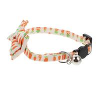 CRAFTHROU White Cloth Cat Safety Collar with Bell and Bow Tie, Stylish Decorative Neck Decoration for Kittens and Puppies, Unique Pattern Kitten Accessories for Pet Neck Comfort
