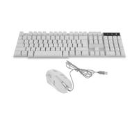 CRAFTHROU Wired Keyboard Wired USB Keyboard and Mouse Combo with White Plastic Design, USB Connection and Fatigue Reduction Features, for Gaming and Daily Use on Laptop and Desktop Computer
