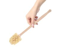 CRAFTHROU Wooden Toilet Brush Efficient Wood Brush for Bathroom Cleaning with Handle with Stiff Bristles and Compact Space-saving Design, for Removing Hard Water Stains