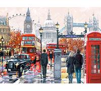CRAFTiDA Paint by Numbers for Adults Paint by Number Kits Painting by Numbers Acrylic Oil Painting Kit 16x20 inch Pre-Printed Canvas (London Collage)