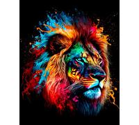 CRAFTIDA Paint by Numbers for Adults Painting by Numbers Kits Acrylic Oil Painting Kit 16x20 inch Pre-Printed Canvas (Rainbow Splash Lion)