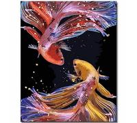 CRAFTiDA Paint by Numbers for Adults Painting by Numbers Kits Crafts for Adults Acrylic Oil Painting Kit Pre-Printed Canvas (Two Goldfish)