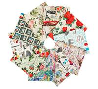 Craftido 10pcs 18”x21”(46x53cm) Fat Quarters Fabric Bundles - Medium Weight 145g - 100% Cotton Fabric for Quilting, Sewing, Patchwork, DIY and Handmade Crafts - Paris Style