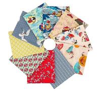 Craftido 10pcs 18”x21”(46x53cm) Fat Quarters Fabric Bundles - Medium Weight 145g - 100% Cotton Fabric for Quilting, Sewing, Patchwork, DIY and Handmade Crafts - Japanese Style
