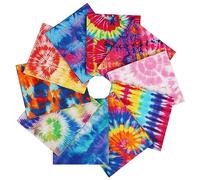 Craftido 10pcs 18”x21”(46x53cm) Fat Quarters Fabric Bundles - Medium Weight 145g - 100% Cotton Fabric for Quilting, Sewing, Patchwork, DIY and Handmade Crafts - Tie Dye