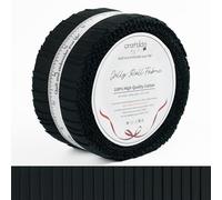 Craftido-18 Options-100% Cotton Jelly Roll Fabric Precut Strips for Quilting, Crafting, and Sewing, 40 Strips 2.5" x 44" Assorted Bundles for Rug, Quilt Project, DIY Craft and Home Decor-40 Black
