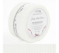 Craftido-18 Options-100% Cotton Jelly Roll Fabric Precut Strips for Quilting, Crafting, and Sewing, 40 Strips 2.5" x 44" Assorted Bundles for Rug, Quilt Project, DIY Craft and Home Decor-40 White