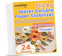Craftido A4 (29.7x21cm) 24PCS Sticky Water Soluble Embroidery Stabilizer Printable Dissolving Paper Medium Weight Allowed for Print or Draw Patterns Best for Hand & Machine Embroidery