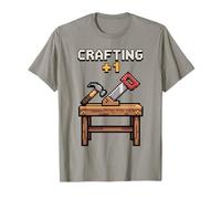 Crafting +1 Pixel Gamer Workbench Funny Woodworking T-Shirt