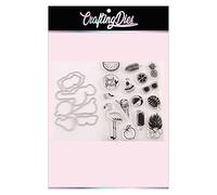 Crafting Dies Scrapbooking Set Clear Stamps & Craft Dies Summer Theme, Grey, One Size