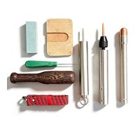 Crafting Flint Knapping Kit, 7 Pcs Tool Set with Stainless Steel Screw Connection, Aluminum Handle & Copper Hammerhead for Obsidian and Flint Crafting