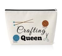 Crafting Gifts for Women Cosmetic Bag Craft Lover Gifts Crafting Queen Toiletry Bag Sewing Lover Presents Christmas Birthday for Friend Girls Sister Colleague Her Makeup Pouch with Zipper