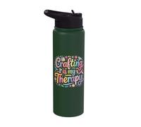 Crafting is My Therapy Craft Lover Crafty Funny Crafter Stainless Steel Insulated Water Bottle