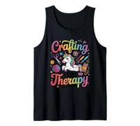 Crafting is My Therapy Funny Unicorn Saying Tank Top