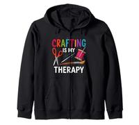 Crafting Is My Therapy Hobby Art & Maker Design Zip Hoodie
