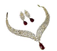 Crafting Love artificial red necklace with matching earrings for women on occasion of diwali/anniversary/wedding