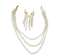 Crafting Love dual tone necklace with matching earrings for women on occasion of diwali/anniversary/wedding