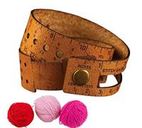 Crafting Ruler, Measuring Sizing Gauge, Wrap Bracelet Tool, Organizer for Markers, Soft Protective Leather Case, Knitting Crocheting Utility, Compact 12 Inch Length, Rich Brown Finish Style
