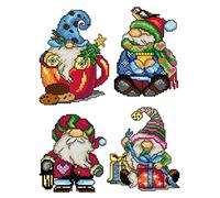 Crafting Spark Counted Cross-Stitch Kit on Plastic Canvas with Christmas Gnomes. Fabulous Scene 3.74x4.72 inches 138CS. Perfect for Art & Needlework Amateurs