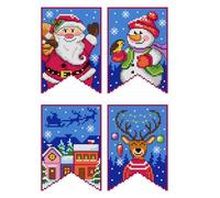 Crafting Spark Counted Cross Stitch kit with Plastic Canvas Christmas Flags - Blue 189CS