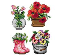Crafting Spark Counted Cross Stitch kit with Plastic Canvas Flower pots 182CS
