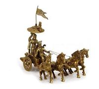 Crafting with Love A Beautiful Brass Krishna Arjun Rath Idol Statue, Size : 10" X 7" Approx , Weight : 2 KG Approx