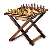 Crafting with Love: Beautiful Handmade Wooden Chess Table (12 Inch) - Foldable with Multicolor Storage Box, Tournament Ready