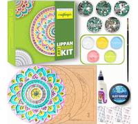 Craftinger Pro Lippan Art Kit 8 Inch For DIY Decor With Pre-Marked MDF Shapes, Acrylic Colors, And Mirrors,Multicolor