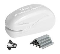Craftinova Electric Stapler,Including 2000 Staples and 1 Staple Remover, Suitable for Palm Size and high Comfort,25 Sheet Capacity, AC Adapter or Battery Powered,Battery not Included,(White)