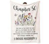 Craftique 50th Birthday Gifts for Women, Chapter 50 Birthday Blanket, 50 Year Old Gifts for Her, Mum, Daughter, Friends, Sister, 1975 Birthday Gift Ideas, Turning 50 Throw Blankets 50'' x 60''