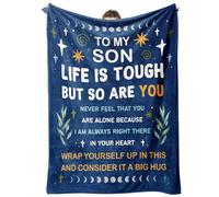 Craftique Blanket Gifts for Son, Son Gifts from Mum Dad, Birthday Gift for Sons Adult, Fathers Day, Graduation Gift for Sons, Flannel Throw Blankets with Letter Print, 60"X 50"