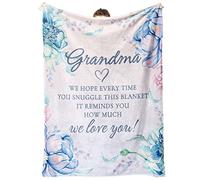 Craftique Grandma Gifts, Blanket with Letter & Floral Print, Grandma Birthday Gifts, Presents for Grandma from Grandchildren on Christmas, Granny Gift, Cozy Flannel Throw Blankets 50'' x 60''