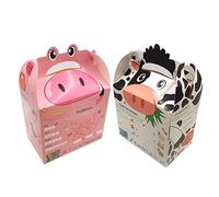 Craftis Bizzi Farmyard Kids Meal Boxes | Case of 200 | Eco-Friendly, Food-Safe, Stackable Takeaway Boxes for Parties, Picnics, Kids’ Meals & Outdoor Dining (Pig/Cow)