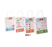 Craftis Bizzi Kids Takeaway Bags - Case of 200 | Pre-Filled with 3 Crayons | Eco-Friendly Brown Kraft Paper | Food Safe Certified | 4 Fun Designs for Children’s Meals