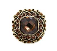Craftisum 10 pcs Orange Rhinestones Inlaid Retro Round Octagon Metal Shank Sewing Coat Buttons -25mm -1"