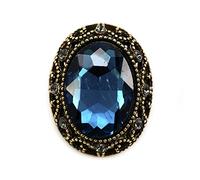 Craftisum 10 pcs Whole Oval Cut Blue Rhinestone Vintage Copper Hollow Metal Shank Sewing Coat Buttons -25mm -1"