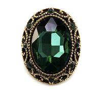 Craftisum 10 pcs Whole Oval Cut Green Rhinestone Vintage Copper Hollow Metal Shank Sewing Coat Buttons -25mm -1"