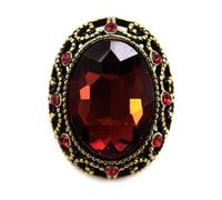 Craftisum 10 pcs Whole Oval Cut Red Rhinestone Vintage Copper Hollow Metal Shank Sewing Coat Buttons -25mm -1"