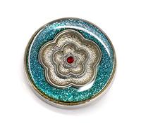 Craftisum 20 pcs Enamel Camellia Blue Shiny Powders Metal Shank Sewing Buttons for Coats -25mm -1"