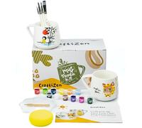 craftizen Paint Your Own Mug Kit - Mug Painting Kit for 2 Adults or Kids, Ceramic Mugs to Paint with Brushes & Paints, DIY Pottery Painting Kit & Mug Decorating Gift Set