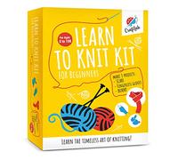 CraftLab Knitting Kit - Beginner Knitting Supplies with Wool Yarn, Needles, Instructions, DIY Gift