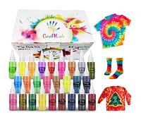 CraftLab Tie Dye Kit, 170 Pcs 26 Colours Fabric Dye Set for Children and Adults. DIY Tye Dye Kits for Kids, Fun Non-Toxic Clothing Dyes with Multiple Tie Dyes Techniques Leaflet | 26 Colours