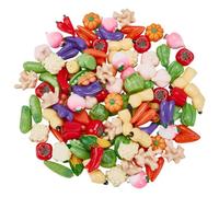 CRAFTMELODY 100Pcs Resin Artificial Vegetable Miniature Vegetables Figures Faux Tomatoes Carrots Onion Mushroom Potato Eggplant Vegetable Decorations Luminous Decor Tiny Figures for Home Kitchen Decor